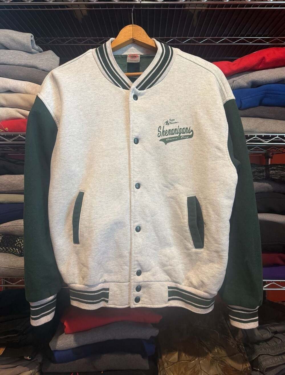 Vintage Fruit Of The Loom Green Bay Shenanigans Varsity Jacket Large